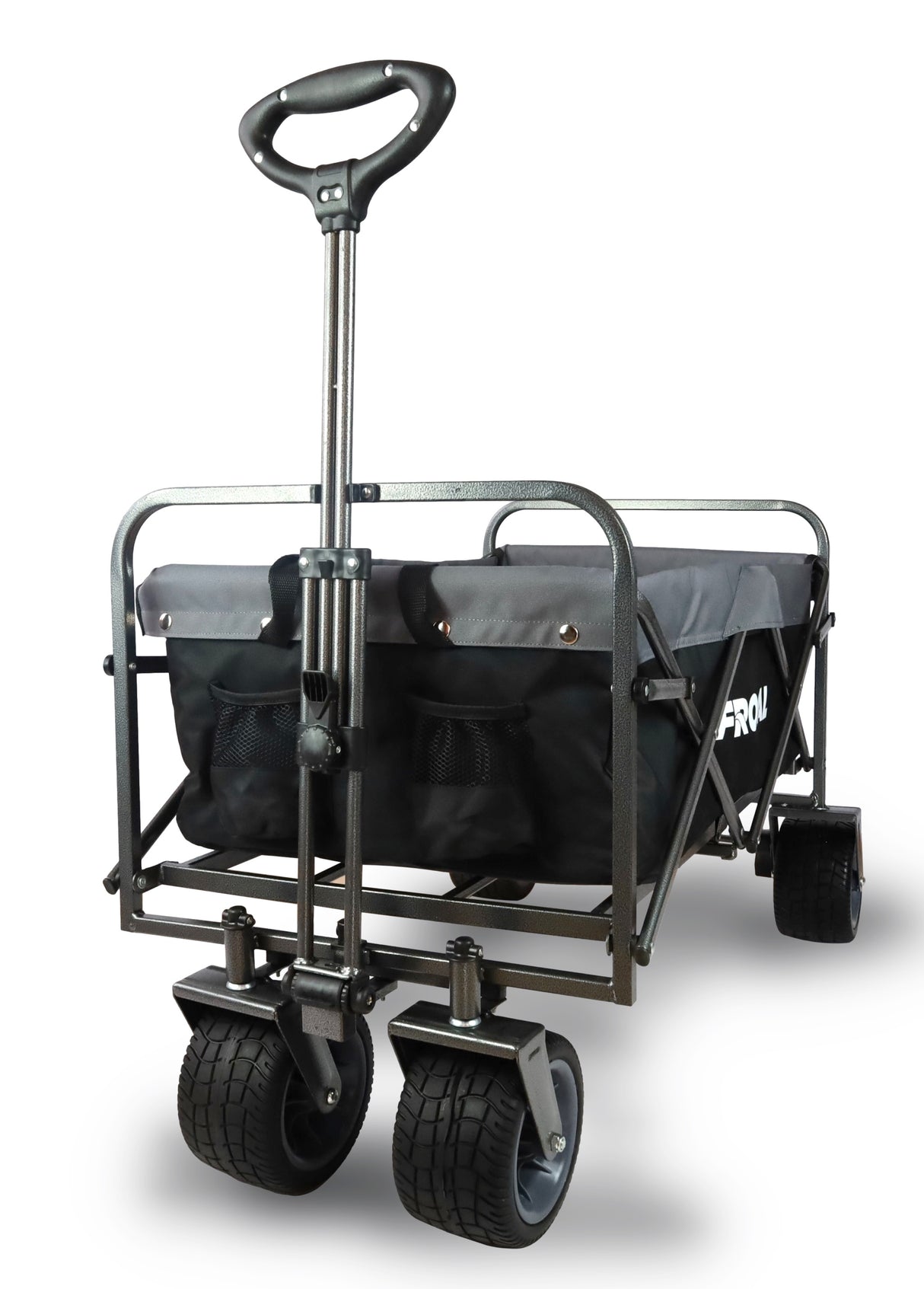 FROSAL Bollerwagen Alex faltbar schwarz/grau Strandwagen breite Reifen
