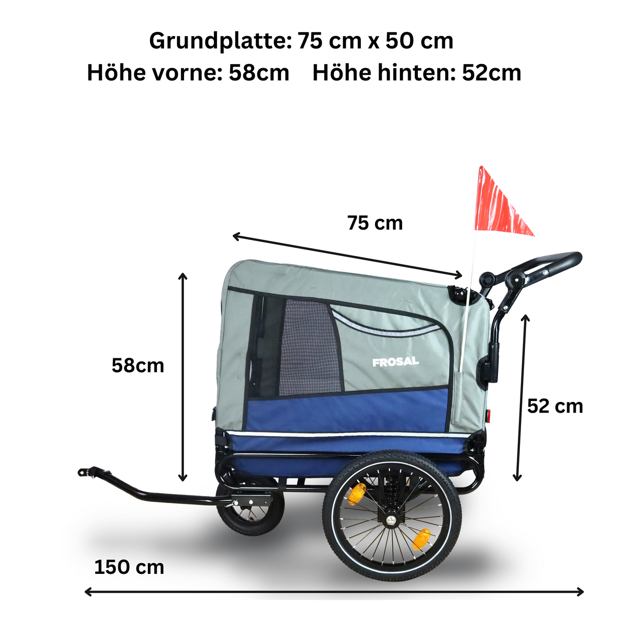 FROSAL Fahrradanhänger 2in1 Hundetrailer Hundebuggy Lasse