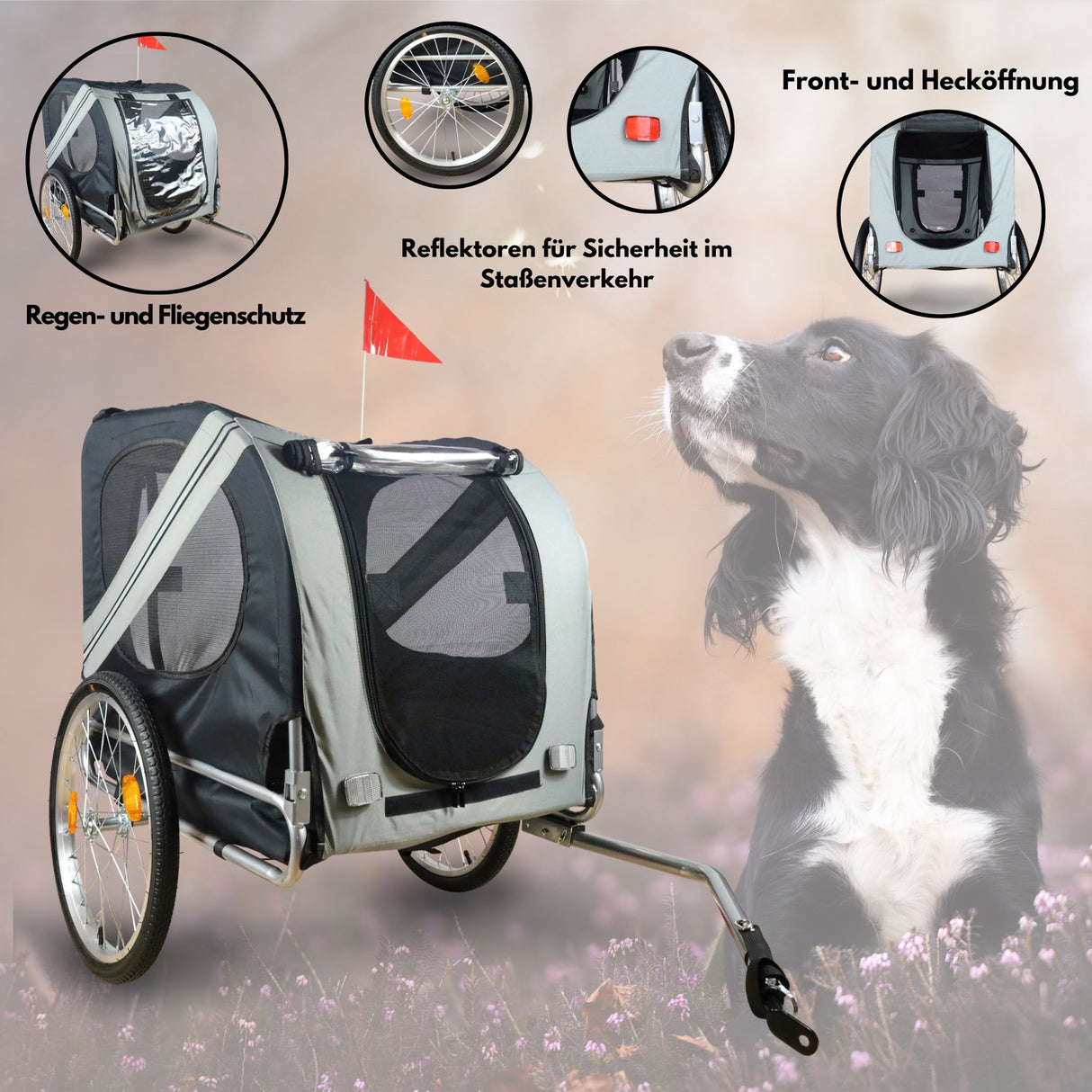 FROSAL Fahrradanhänger Lukas für Hunde Hundeanhänger