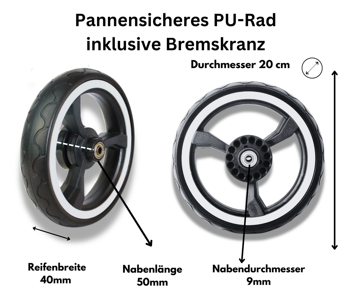 Ersatzrad Bollerwagen Paul & Fuxtec Kesser für Bollerwagen Paul Rad Bollerwagenrad