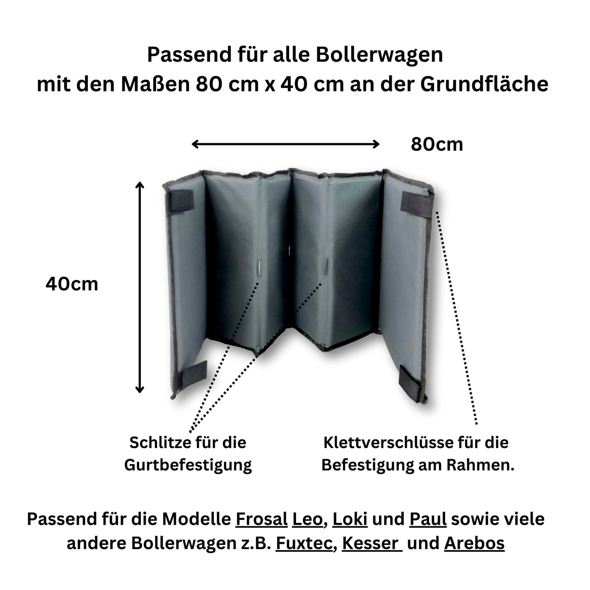 FROSAL Bollerwagenmatte Matte Bollerwagen Leo, Loki und Paul