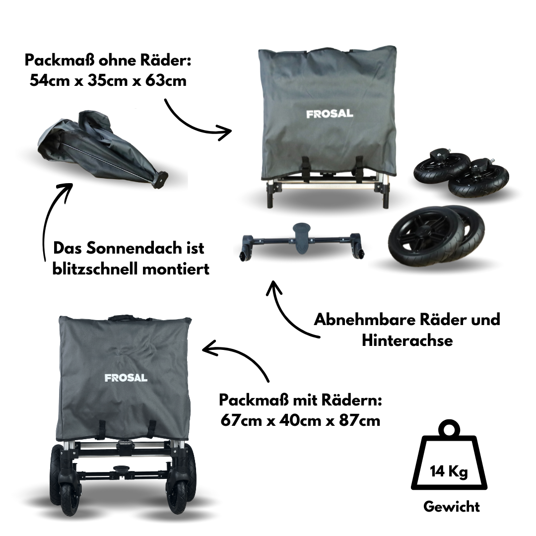 FROSAL Bollerwagen VICTOR faltbar für Kinder klappbar