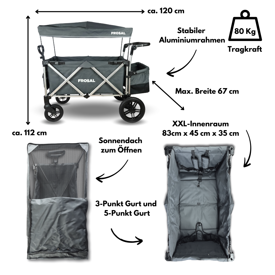 FROSAL Bollerwagen VICTOR faltbar für Kinder klappbar