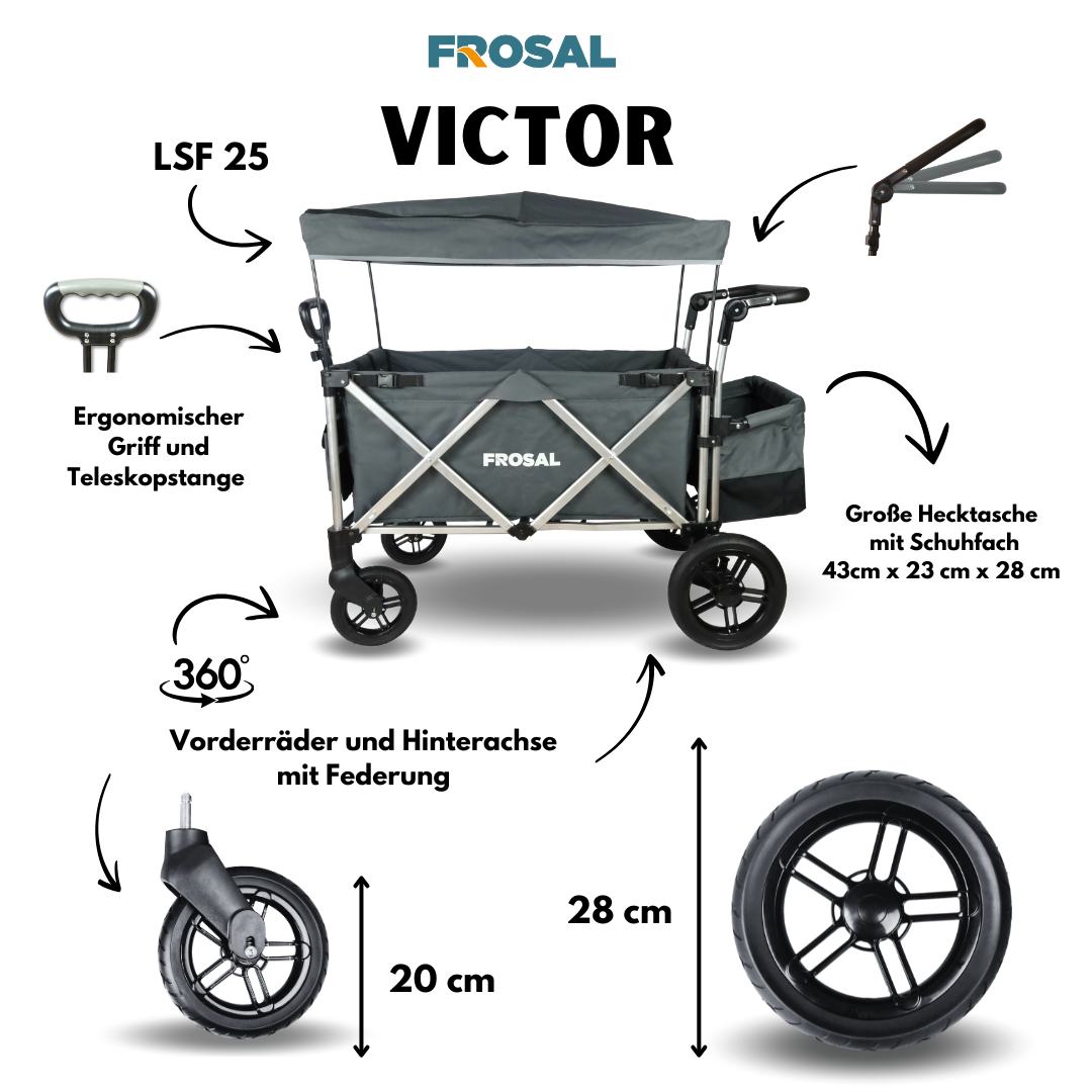 FROSAL Bollerwagen VICTOR faltbar für Kinder klappbar