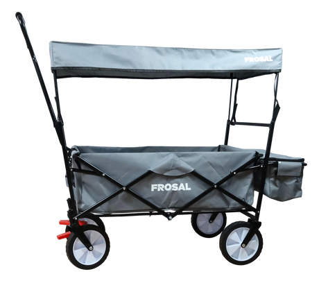FROSAL Faltbarer Bollerwagen Max mit Sonnendach grau