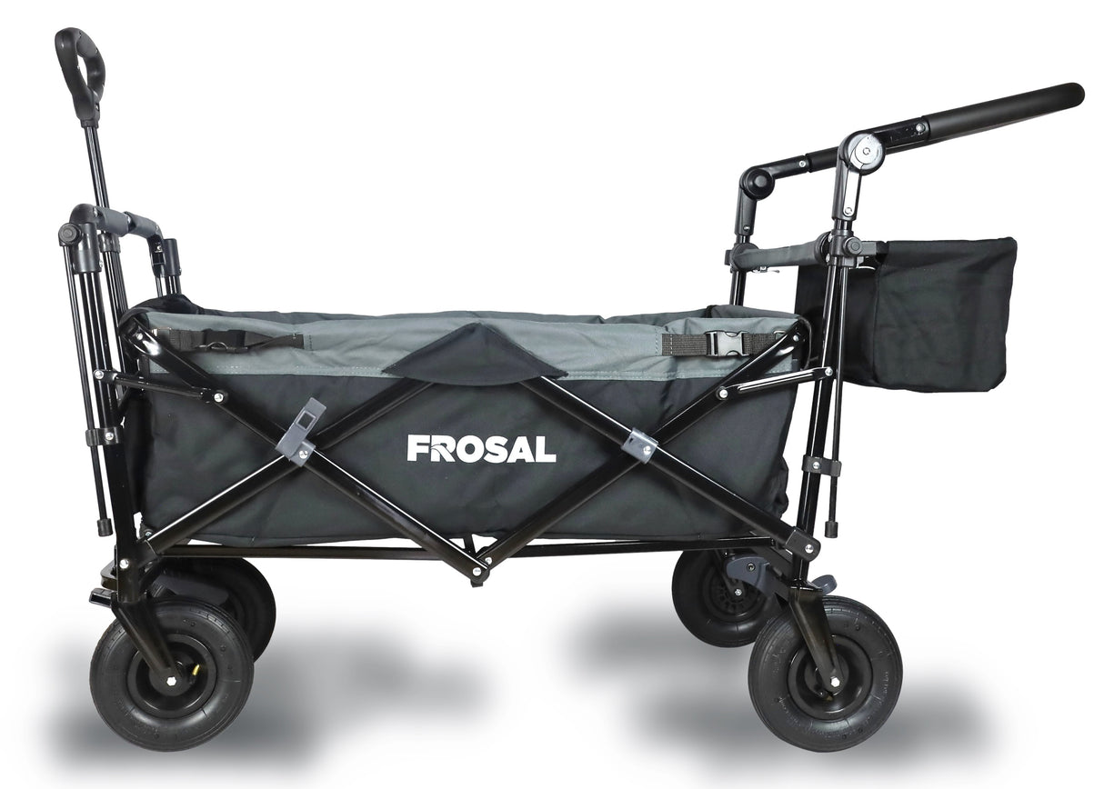 FROSAL Faltbarer Bollerwagen Loki schwarz/grau mit Luftreifen