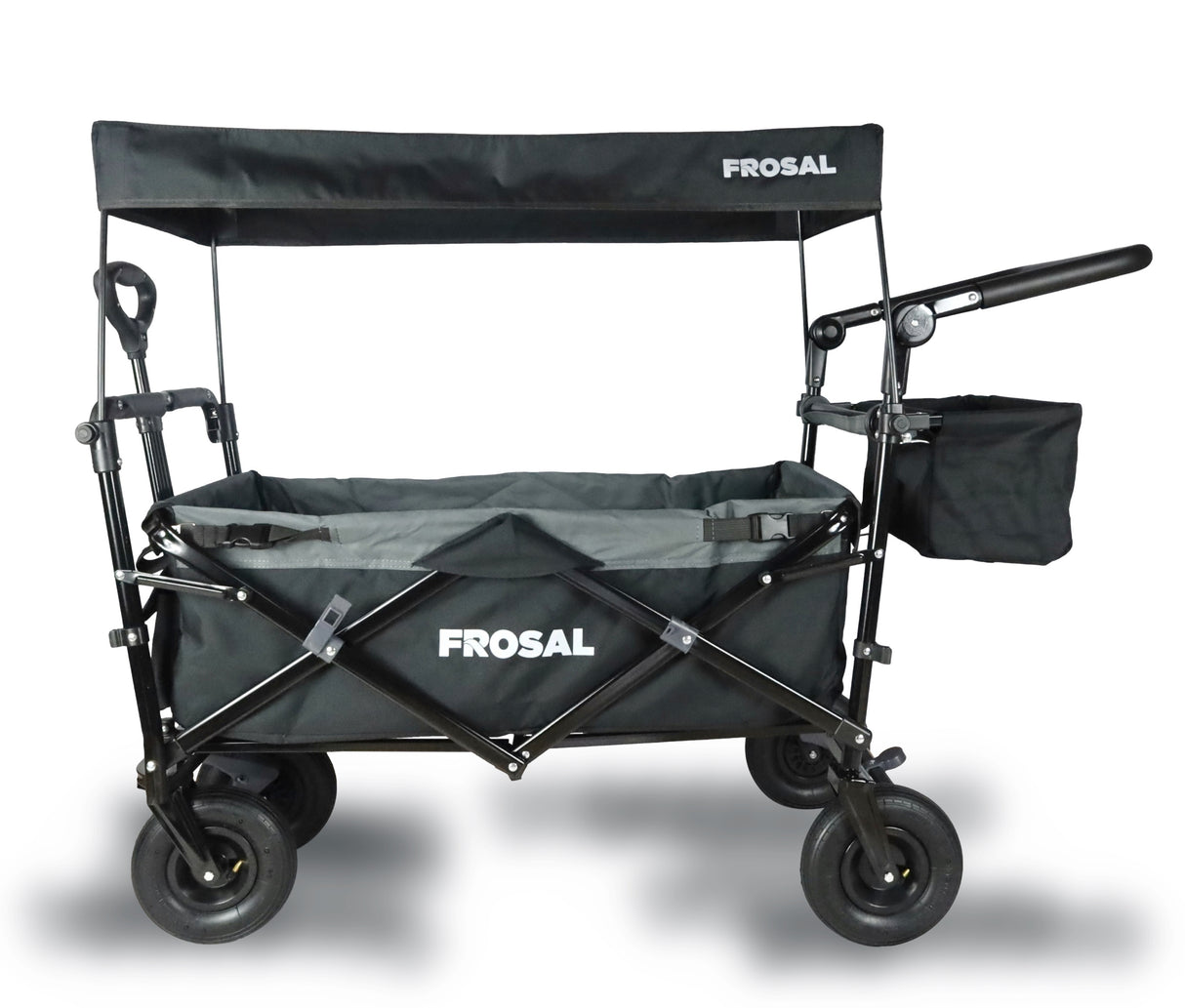 FROSAL Faltbarer Bollerwagen Loki schwarz/grau mit Luftreifen