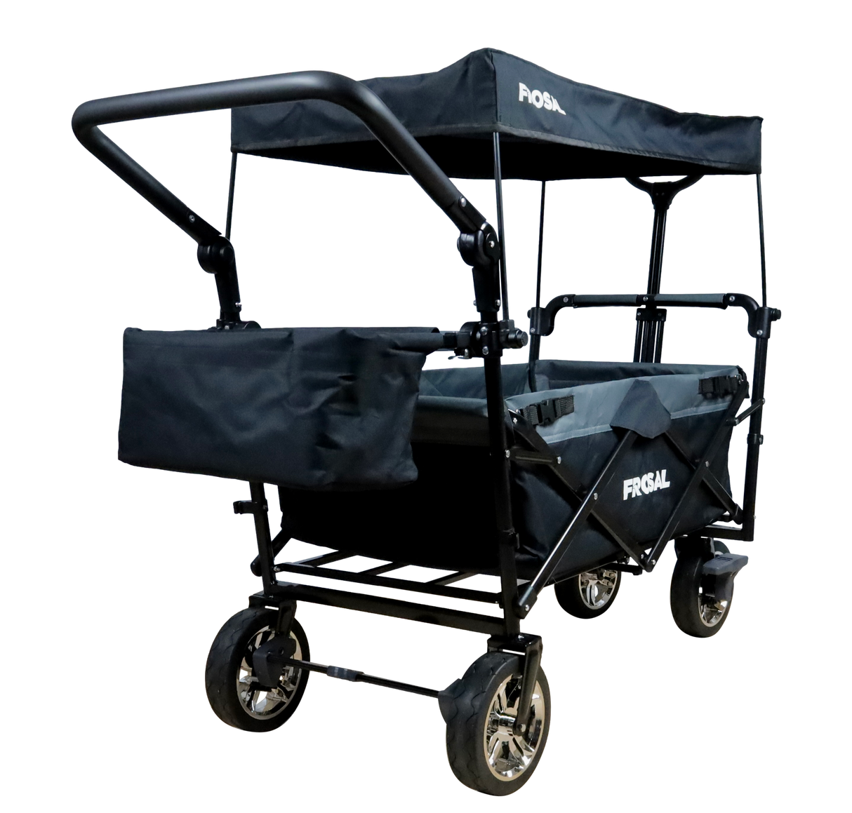 FROSAL Faltbarer Bollerwagen Loki klappbar mit Sonnendach und Schiebegriff