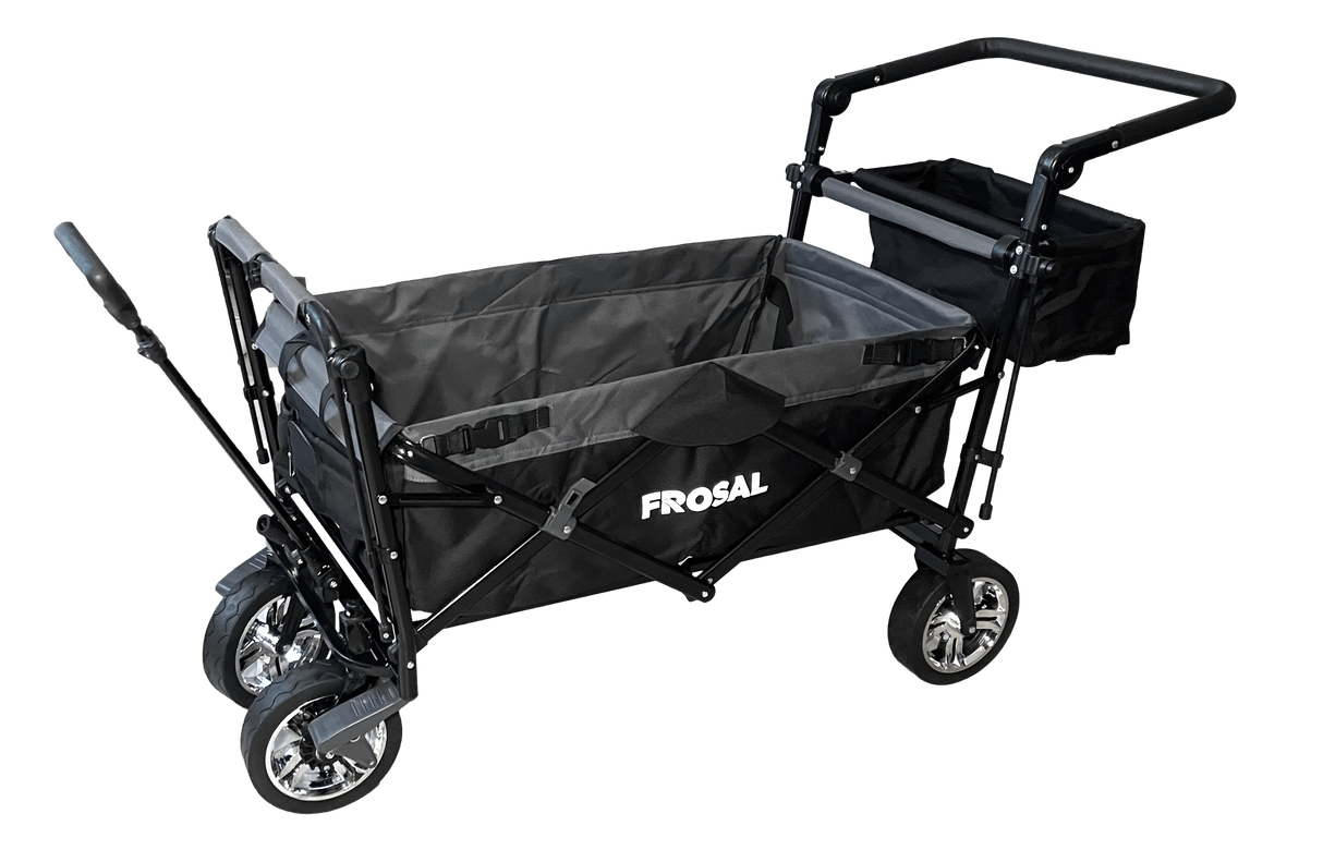 FROSAL Faltbarer Bollerwagen Loki klappbar mit Sonnendach und Schiebegriff