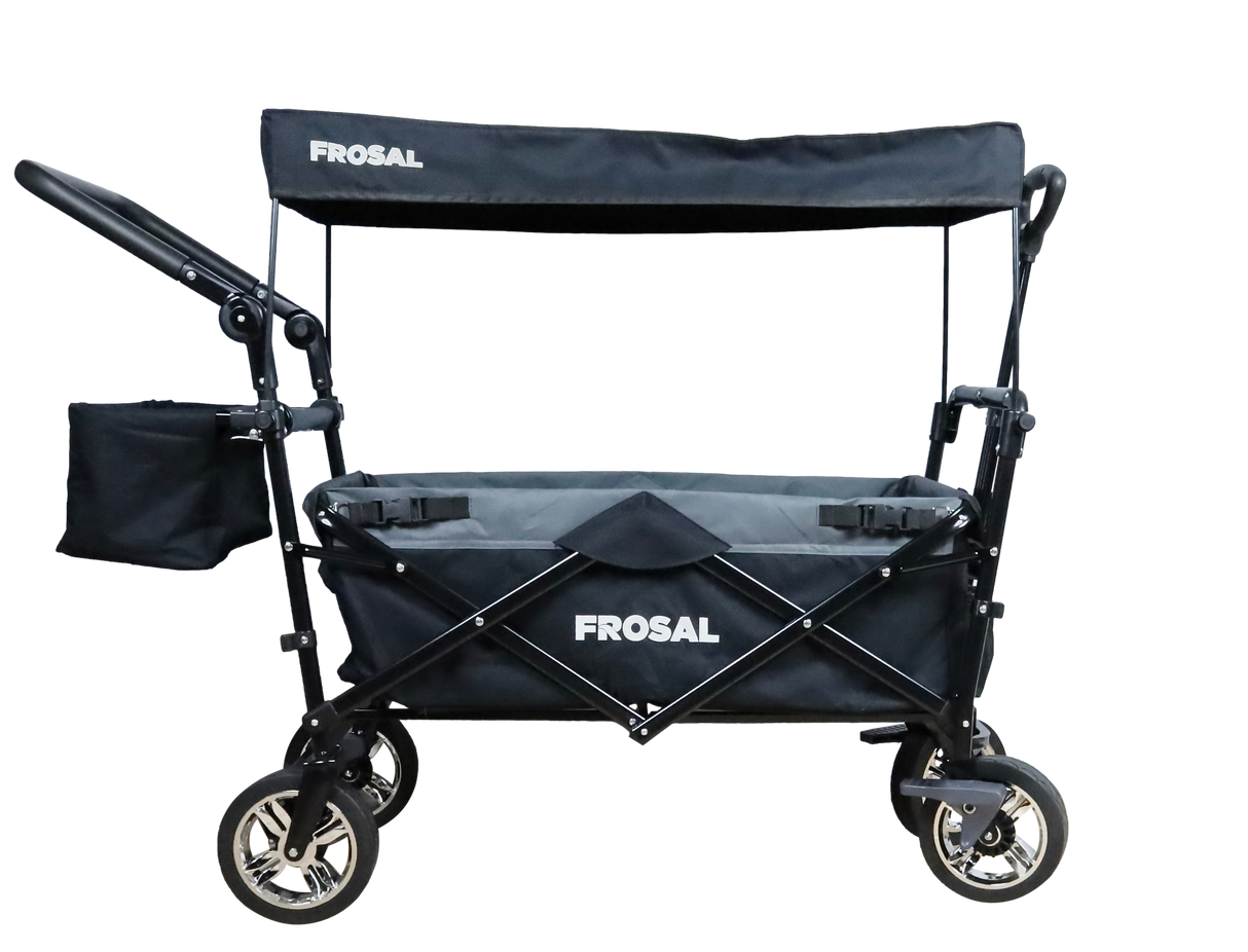 FROSAL Faltbarer Bollerwagen Loki klappbar mit Sonnendach und Schiebegriff