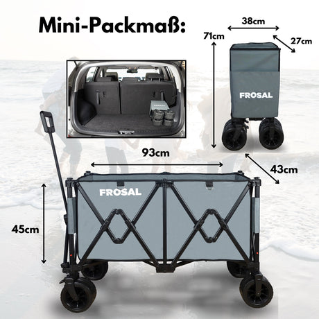FROSAL faltbarer Bollerwagen Anton grau - XXL