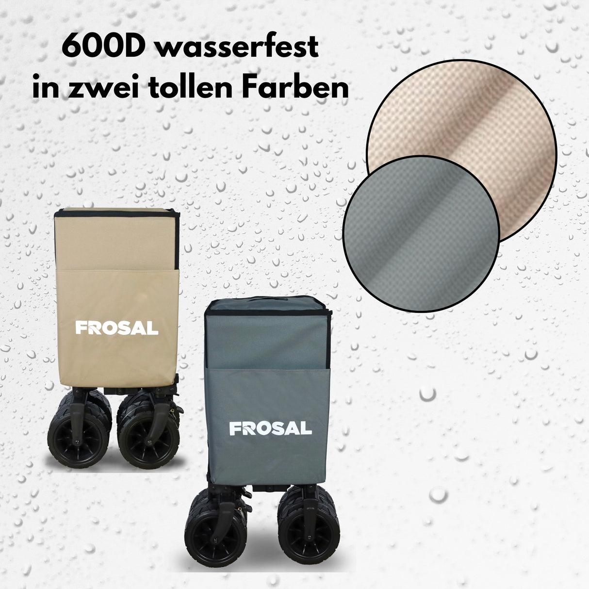 FROSAL faltbarer Bollerwagen Anton beige - XXL