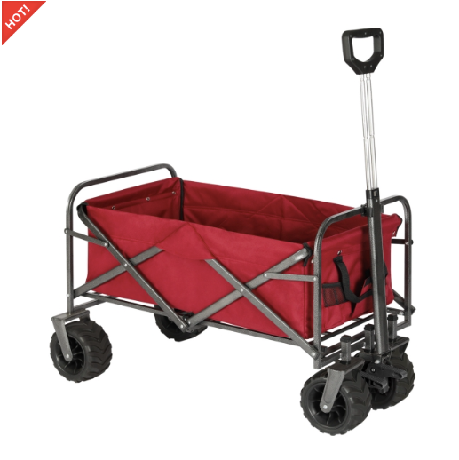 Sekey faltbarer Bollerwagen, große Räder und Bremsen in rot