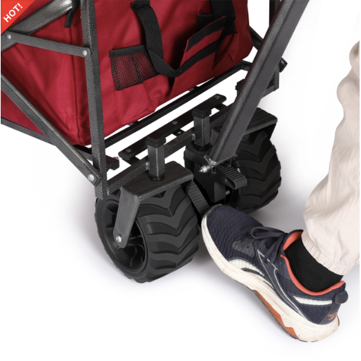 Sekey faltbarer Bollerwagen, große Räder und Bremsen in rot