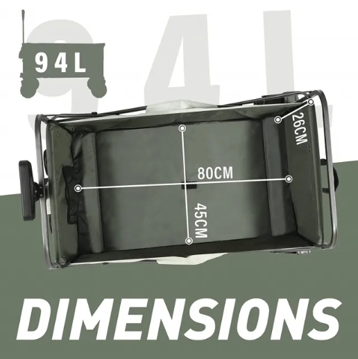 Sekey faltbarer Bollerwagen FW28 - große Räder, Bremse, 94L - weiß/grün