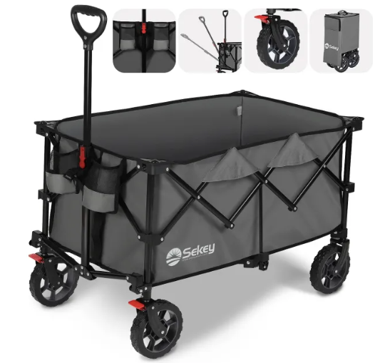 Sekey faltbarer Bollerwagen FW29, Bremse, 200L Kapazität - grau