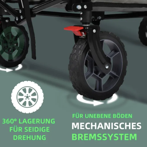 Sekey faltbarer Bollerwagen FW29, Bremse, 200L Kapazität - grau