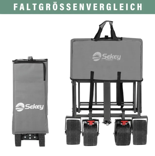 Sekey faltbarer Bollerwagen FW29, Bremse, 200L Kapazität - grau