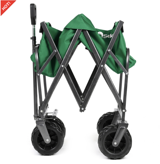 Sekey faltbarer Bollerwagen, große Räder und Bremsen in grün