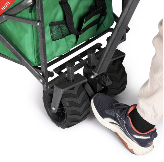 Sekey faltbarer Bollerwagen, große Räder und Bremsen in grün