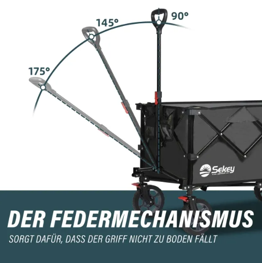 Sekey faltbarer Bollerwagen FW30, Bremse, 200L Kapazität - schwarz
