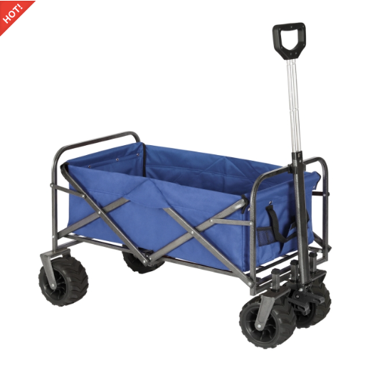 Sekey faltbarer Bollerwagen, große Räder und Bremsen in blau