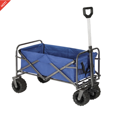 Sekey faltbarer Bollerwagen, große Räder und Bremsen in blau