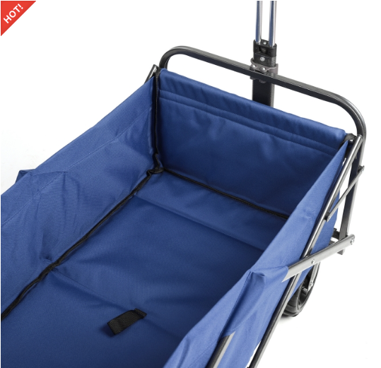 Sekey faltbarer Bollerwagen, große Räder und Bremsen in blau