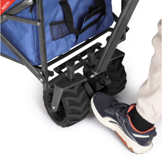 Sekey faltbarer Bollerwagen, große Räder und Bremsen in blau