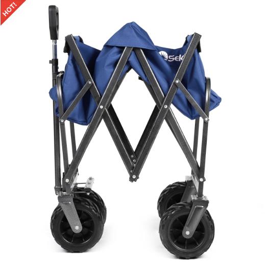 Sekey faltbarer Bollerwagen, große Räder und Bremsen in blau