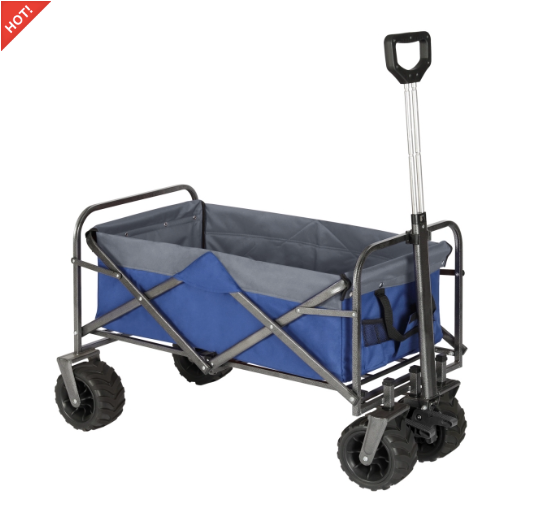 Sekey faltbarer Bollerwagen, große Räder und Bremsen in blau/grau