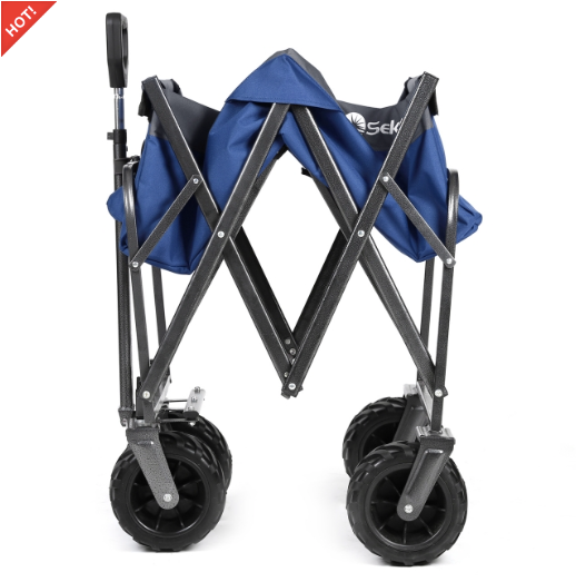 Sekey faltbarer Bollerwagen, große Räder und Bremsen in blau/grau