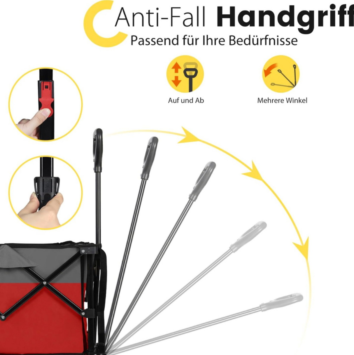 Sekey Bollerwagen XL faltbarer Bollerwagen mit Bremse, 135L, 120KG,