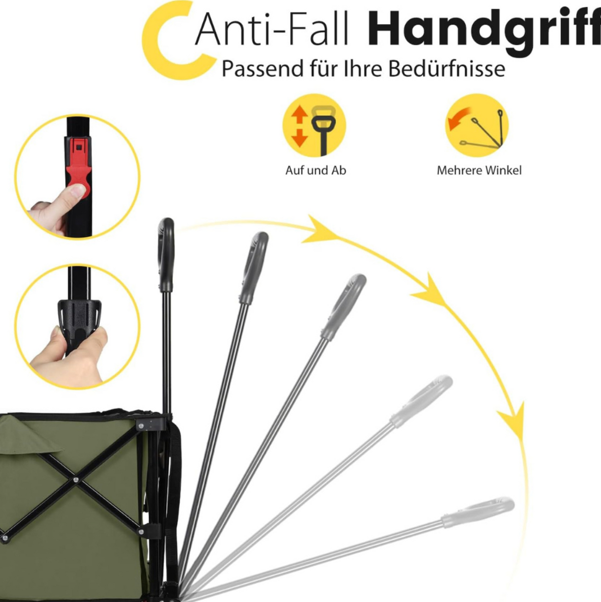 Sekey Bollerwagen XL faltbarer Bollerwagen mit Bremse, 135L, 120KG,