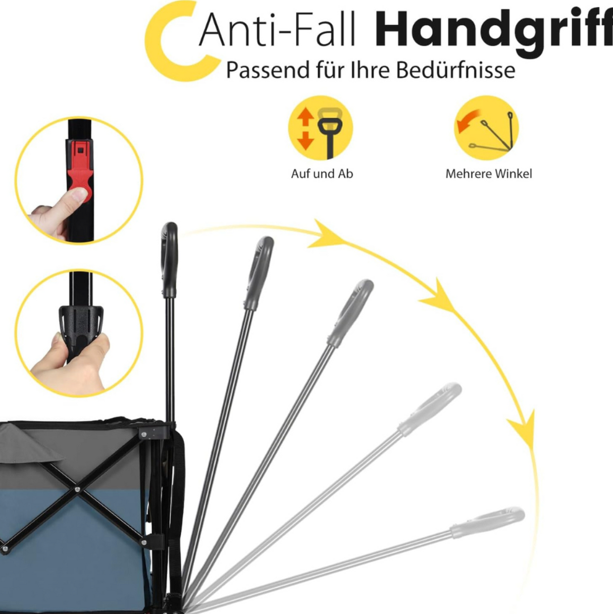 Sekey Bollerwagen XL faltbarer Bollerwagen mit Bremse, 135L, 120KG,