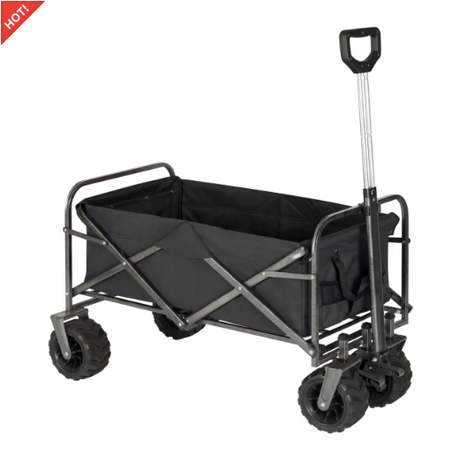 Sekey faltbarer Bollerwagen, große Räder und Bremsen in schwarz