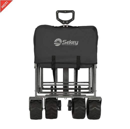 Sekey faltbarer Bollerwagen, große Räder und Bremsen in schwarz