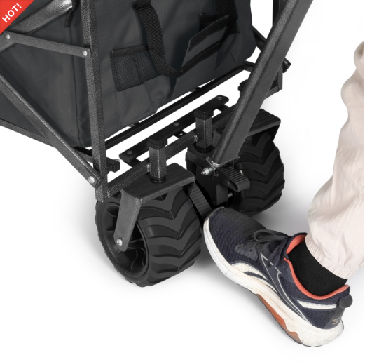 Sekey faltbarer Bollerwagen, große Räder und Bremsen in schwarz