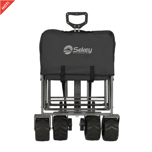 Sekey faltbarer Bollerwagen, große Räder und Bremsen in schwarz/grau