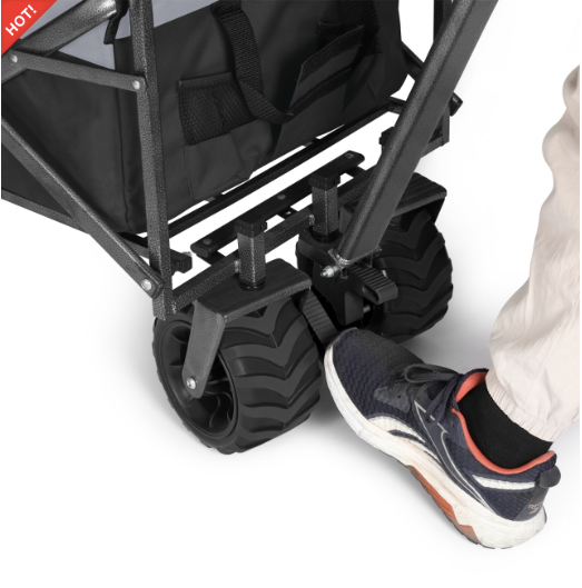 Sekey faltbarer Bollerwagen, große Räder und Bremsen in schwarz/grau