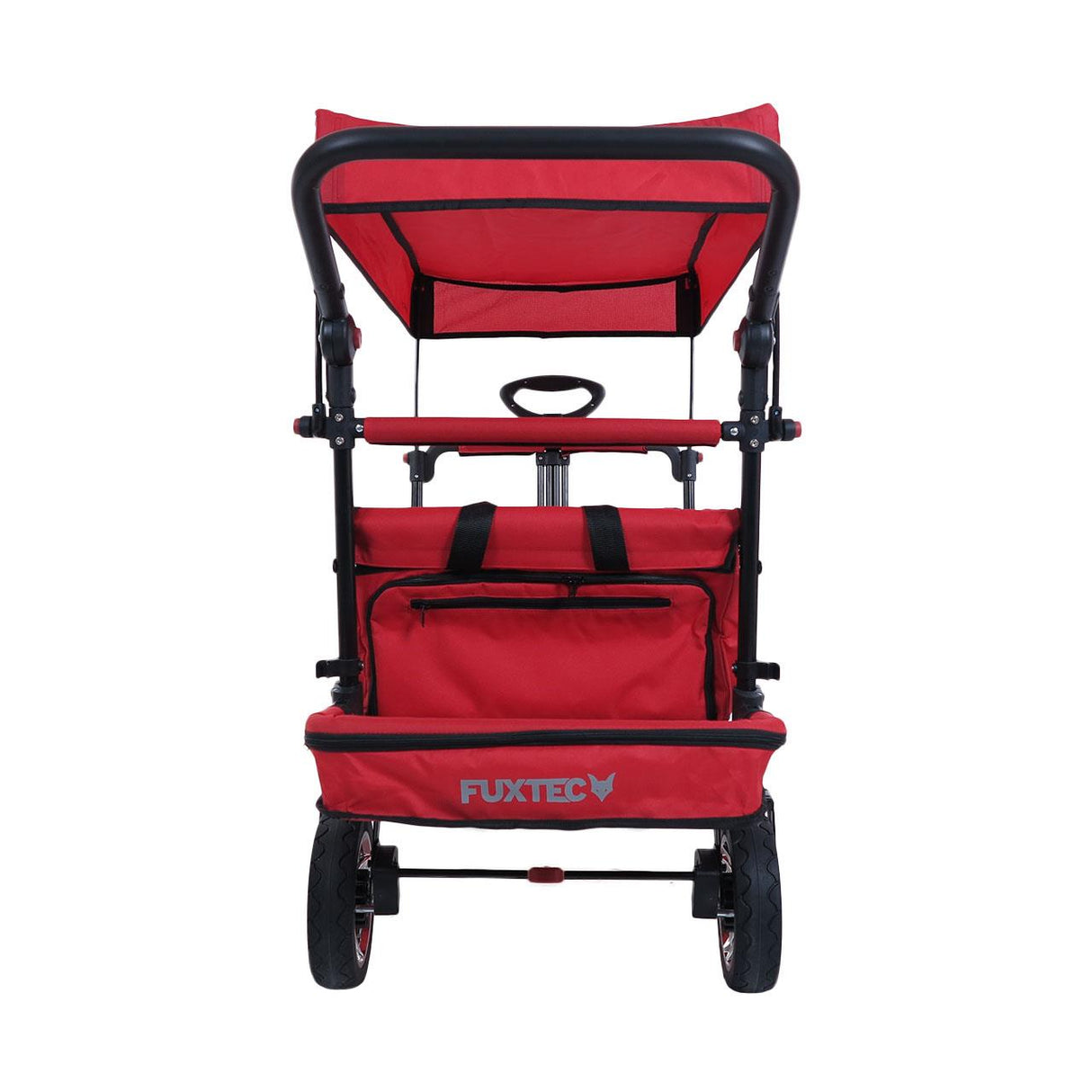 FUXTEC faltbarer Bollerwagen FX-CT800R, mit Dach, Schiebegriff und Innenraumverlängerung in Rot