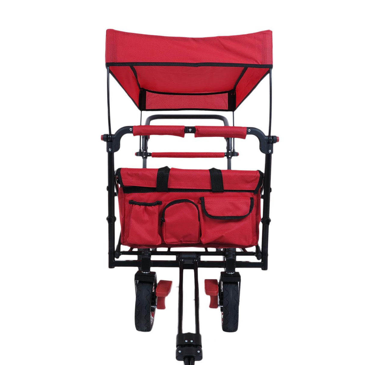 FUXTEC faltbarer Bollerwagen FX-CT800R, mit Dach, Schiebegriff und Innenraumverlängerung in Rot