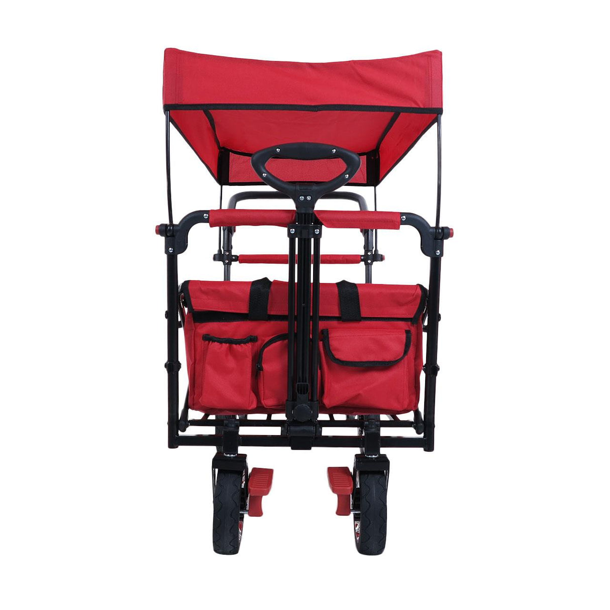 FUXTEC faltbarer Bollerwagen FX-CT800R, mit Dach, Schiebegriff und Innenraumverlängerung in Rot