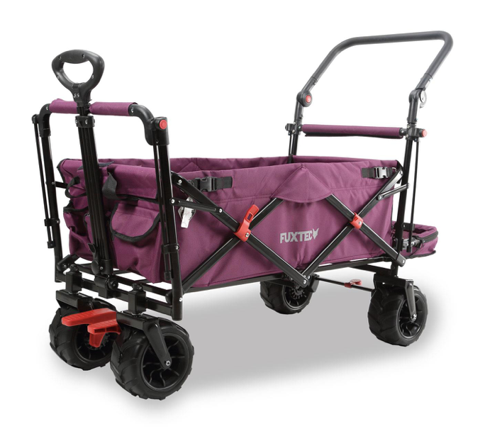 FUXTEC Strand-Bollerwagen FX-CTB800, in purpur, UV-Sonnendach,Schiebegriff, Innenraumverlängerung