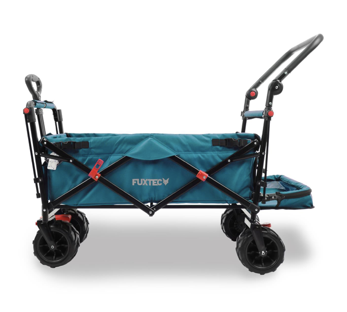 FUXTEC Strand-Bollerwagen FX-CTB800, in türkis, UV-Sonnendach,Schiebegriff, Innenraumverlängerung