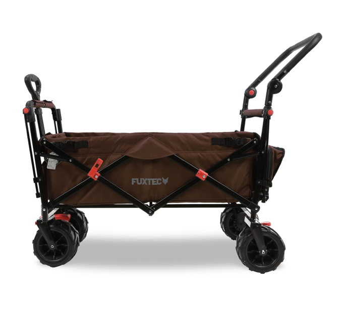 FUXTEC Strand-Bollerwagen FX-CTB800, in braun, UV-Sonnendach,Schiebegriff, Innenraumverlängerung