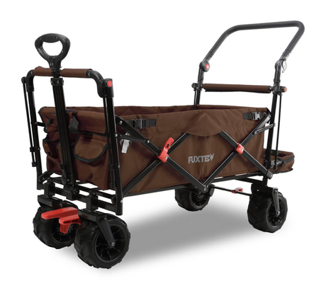 FUXTEC Strand-Bollerwagen FX-CTB800, in braun, UV-Sonnendach,Schiebegriff, Innenraumverlängerung