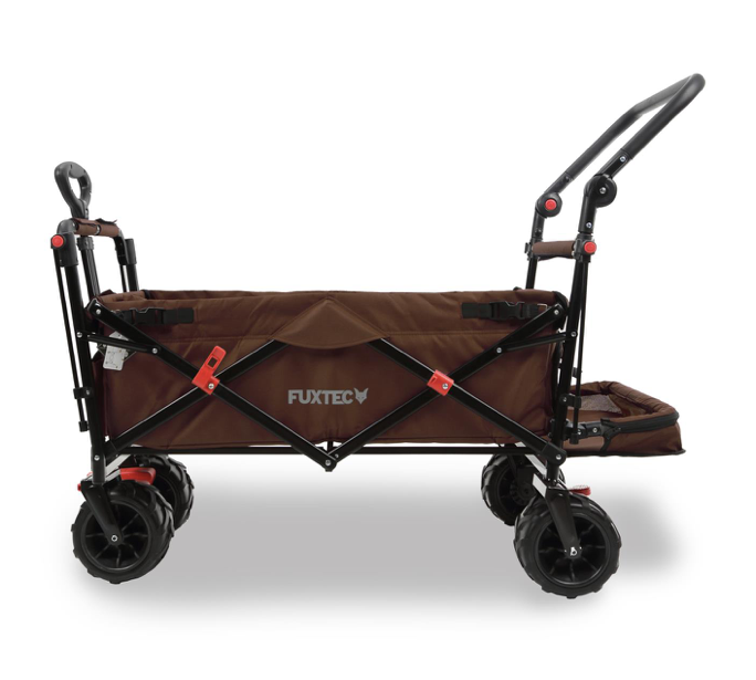 FUXTEC Strand-Bollerwagen FX-CTB800, in braun, UV-Sonnendach,Schiebegriff, Innenraumverlängerung