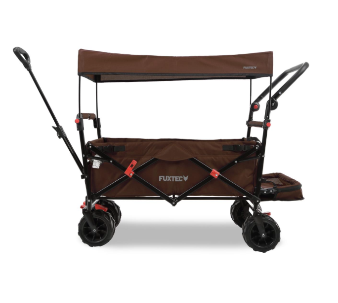 FUXTEC Strand-Bollerwagen FX-CTB800, in braun, UV-Sonnendach,Schiebegriff, Innenraumverlängerung