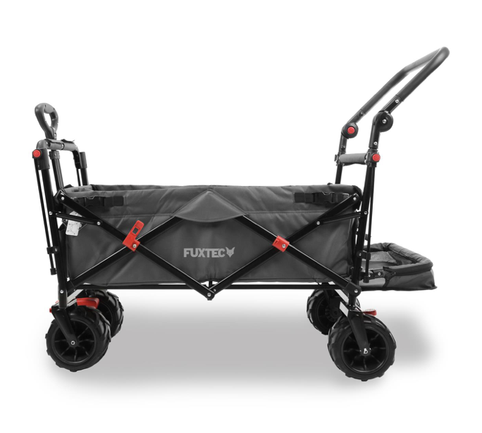 FUXTEC Strand-Bollerwagen FX-CTB800, in grau, UV-Sonnendach,Schiebegriff, Innenraumverlängerung